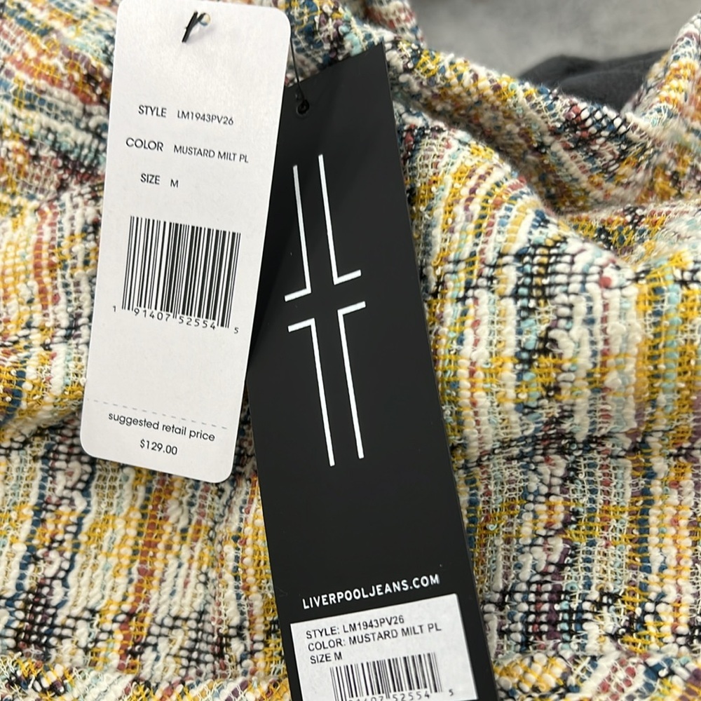 Liverpool los Angeles Collarless Zip Up Jacket Mustard Multi Plaid - Picture 7 of 15
